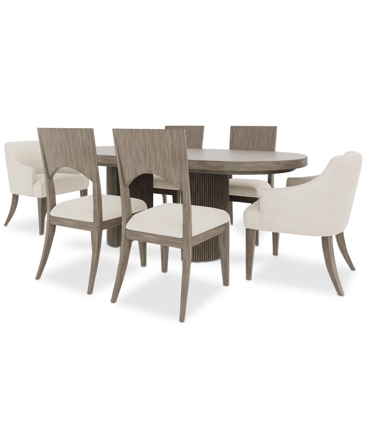 Macy's Frandlyn 7pc Dining Set (table + 4 Side Chairs + 2 Host Chairs) In Brown