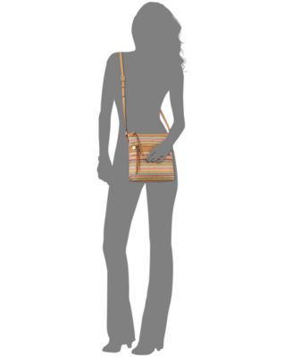 Straw North South Crossbody Bag