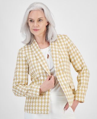 Kasper - Women's Houndstooth Faux Double-Breasted Jacket