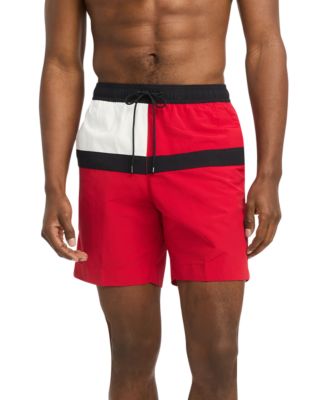 Men's Long Drawstring Flag 7 Swim Trunks