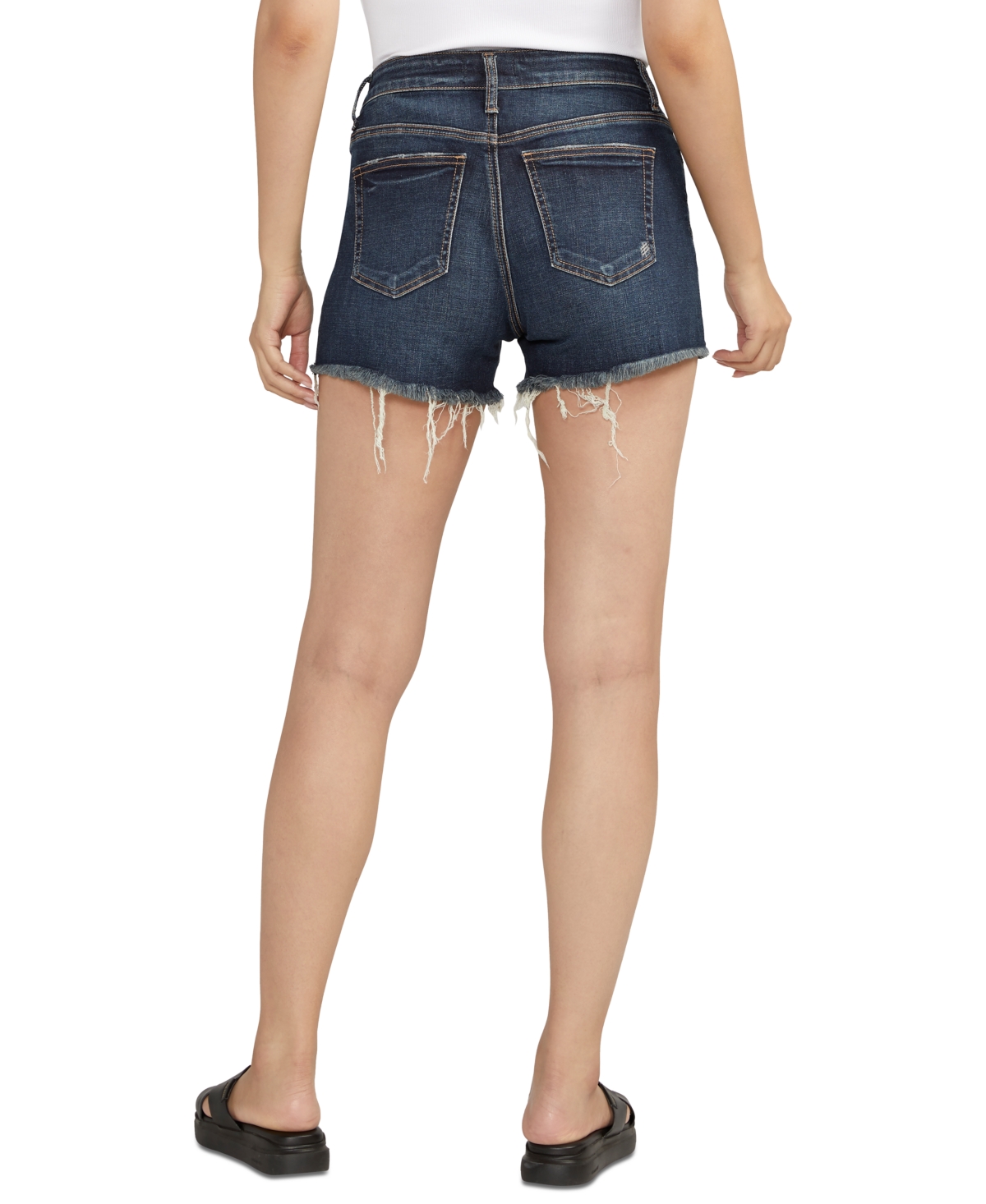 Silver Jeans Co. Women's Suki Luxe Stretch Mid Rise Curvy Fit Denim Shorts