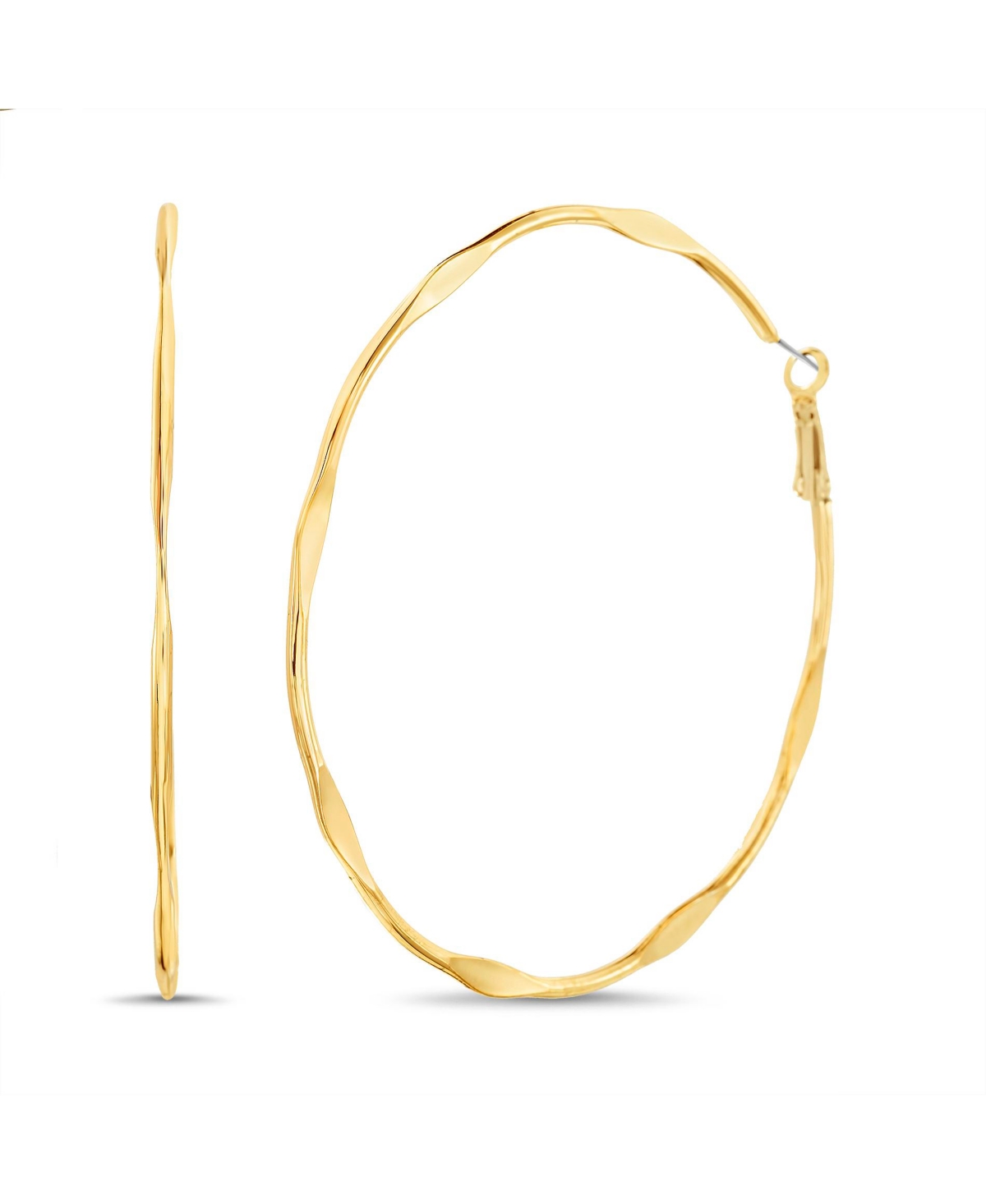 Shop Kensie Gold-tone Forged Section Hoop Earring