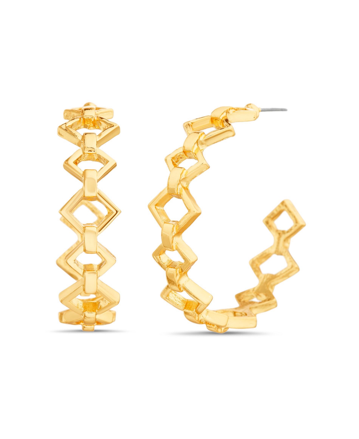 Geometric Cut Out Hoop Earring - Gold