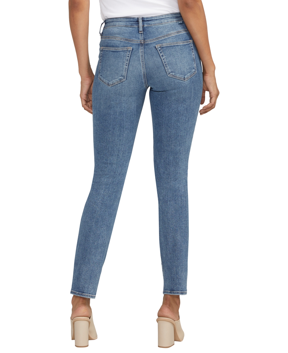 Shop Jag Women's Forever Stretch Mid Rise Straight Leg Jeans In Blue Nile