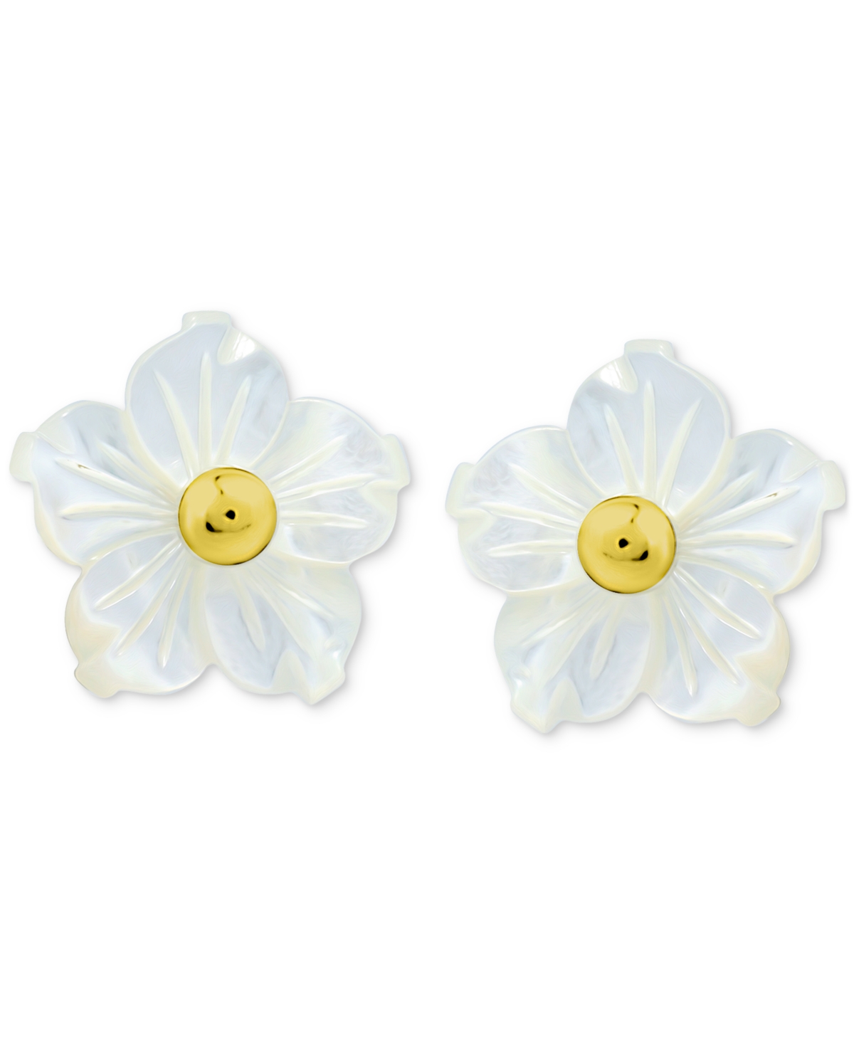 Giani Bernini Mother Of Pearl Flower Stud Earrings In 18k Gold-plated Sterling Silver, Created For Macy's In Pink,silver