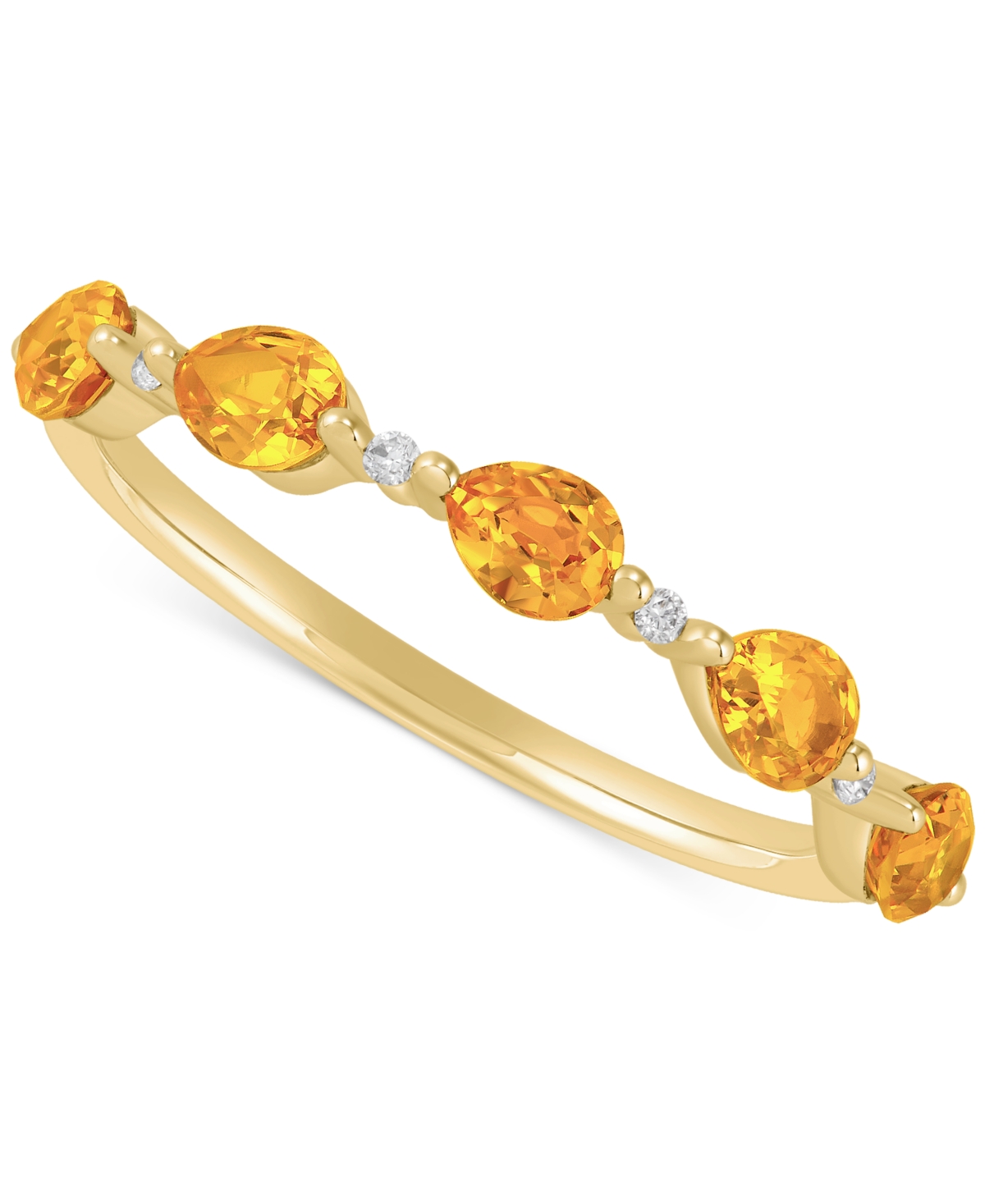Macy's Citrine (3/4 Ct. T.w.) & Lab-grown White Sapphire (1/20 Ct. T.w.) Pear Ring In 14k Gold-plated Sterl