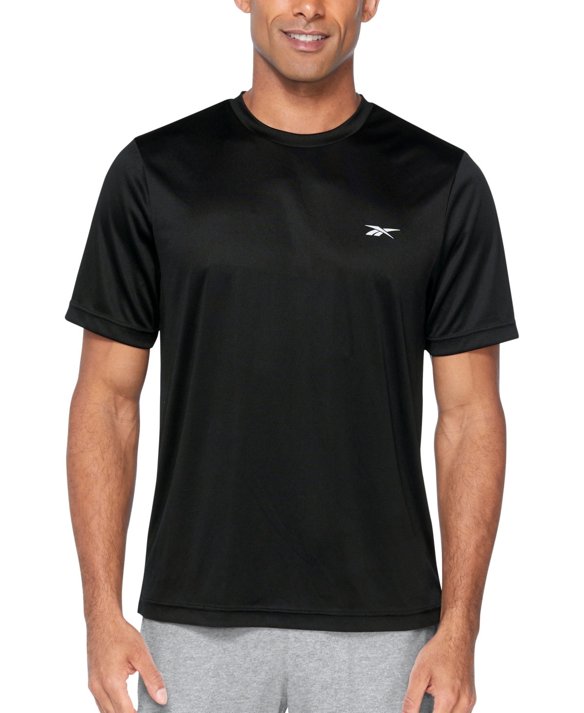 Shop Reebok Men's Quick-dry Logo Swim T-shirt In Black