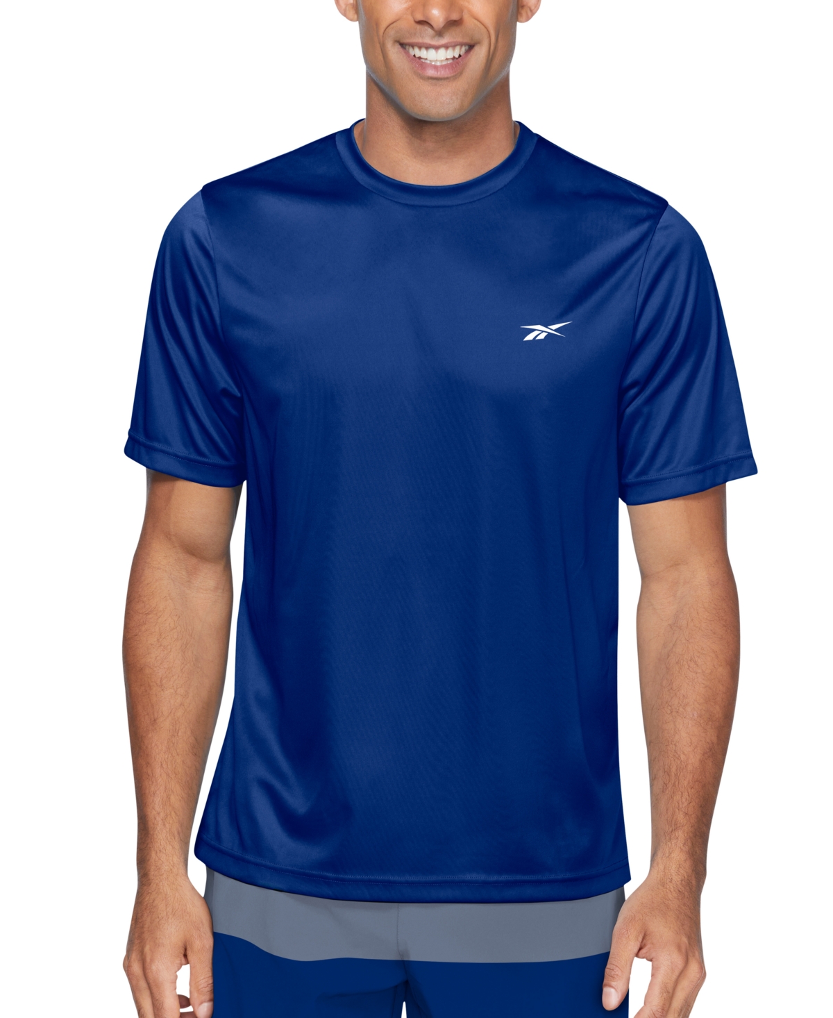 Shop Reebok Men's Quick-dry Logo Swim T-shirt In Blue