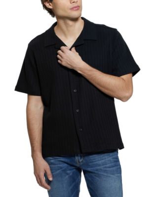 GUESS - Men's Toledo Ribbed-Knit Short-Sleeve Button-Down Camp Shirt