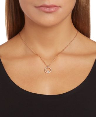 Rose Gold-Tone Crystal Circle Pendant Necklace, 14-7/8" + 2" extender