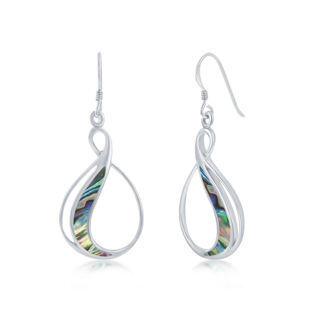 Sterling Silver Pearshaped Abalone Earrings - Silver