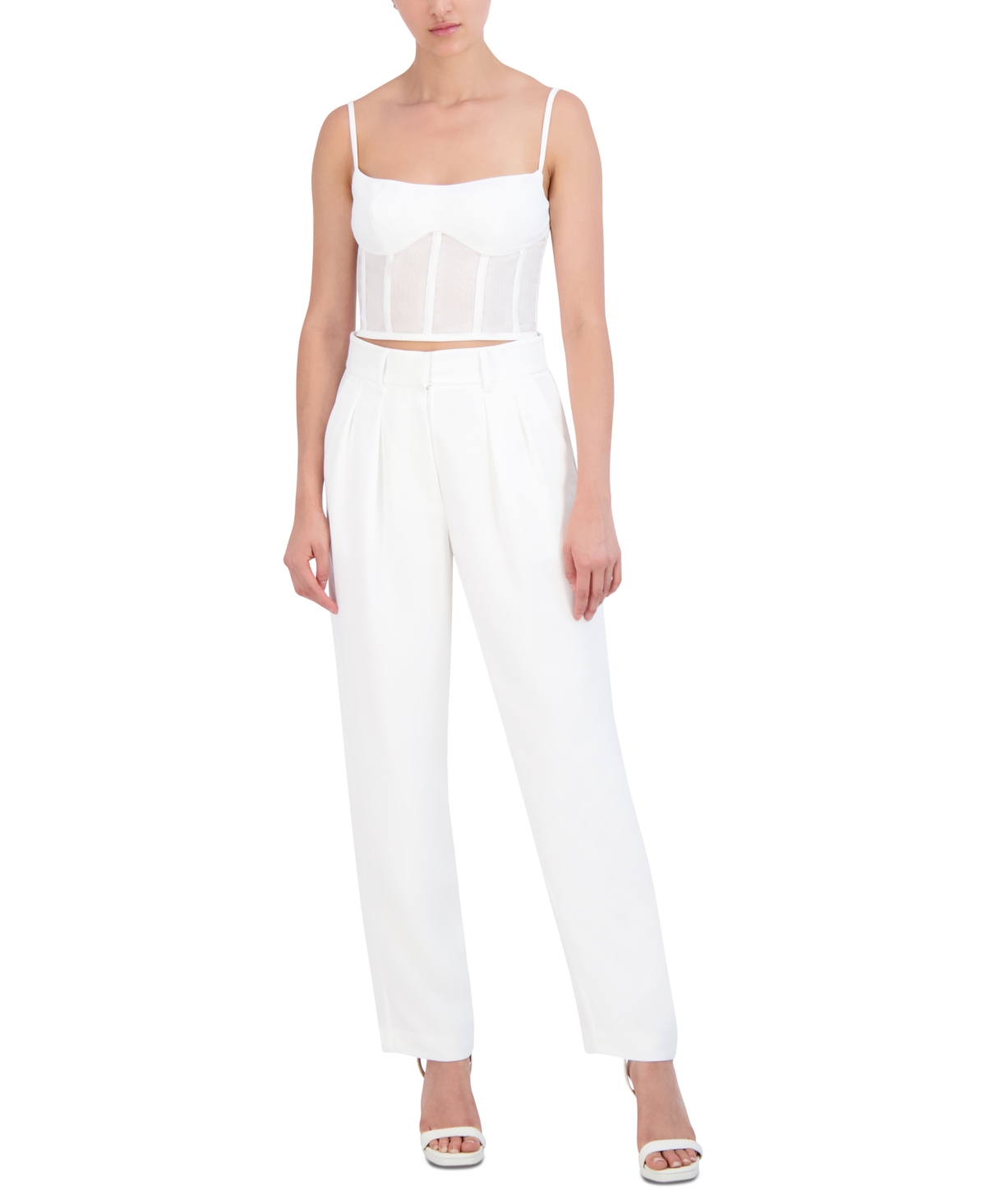 Shop Bcbg New York Women's Cropped Bustier Top In Marshmallow