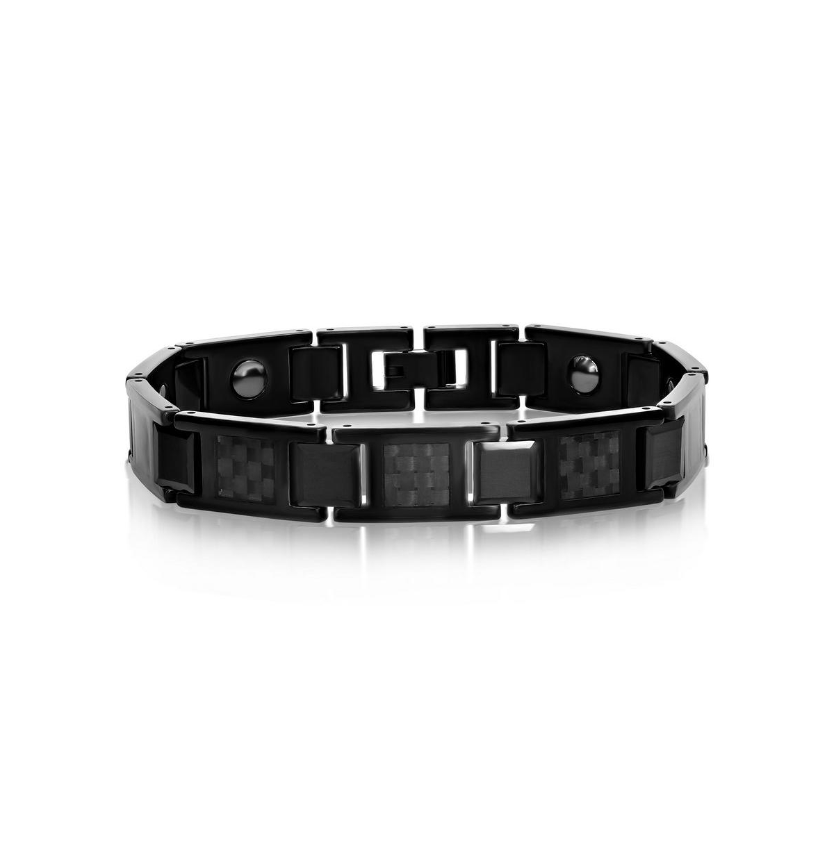 Carbon Fiber Magnetic Tungsten Bracelet Black Plated - Black