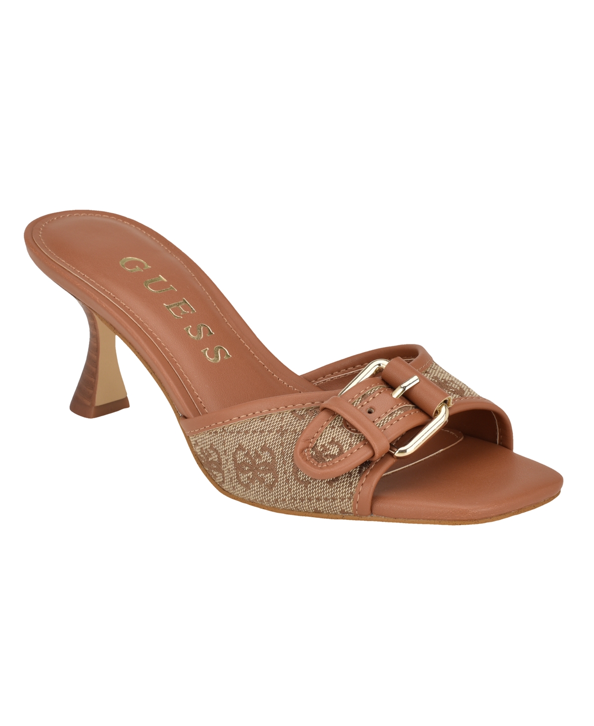 GUESS WOMEN'S DISTA BUCKLE KITTEN HEEL SANDALS 