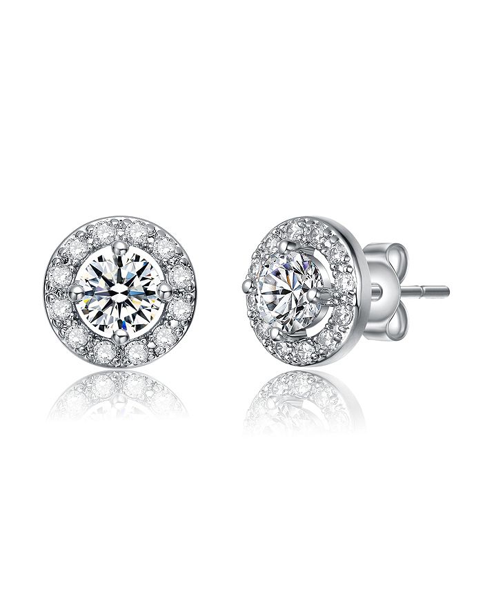 Silverly Orecchini Stud in argento sterling lungo rotonde Cubic