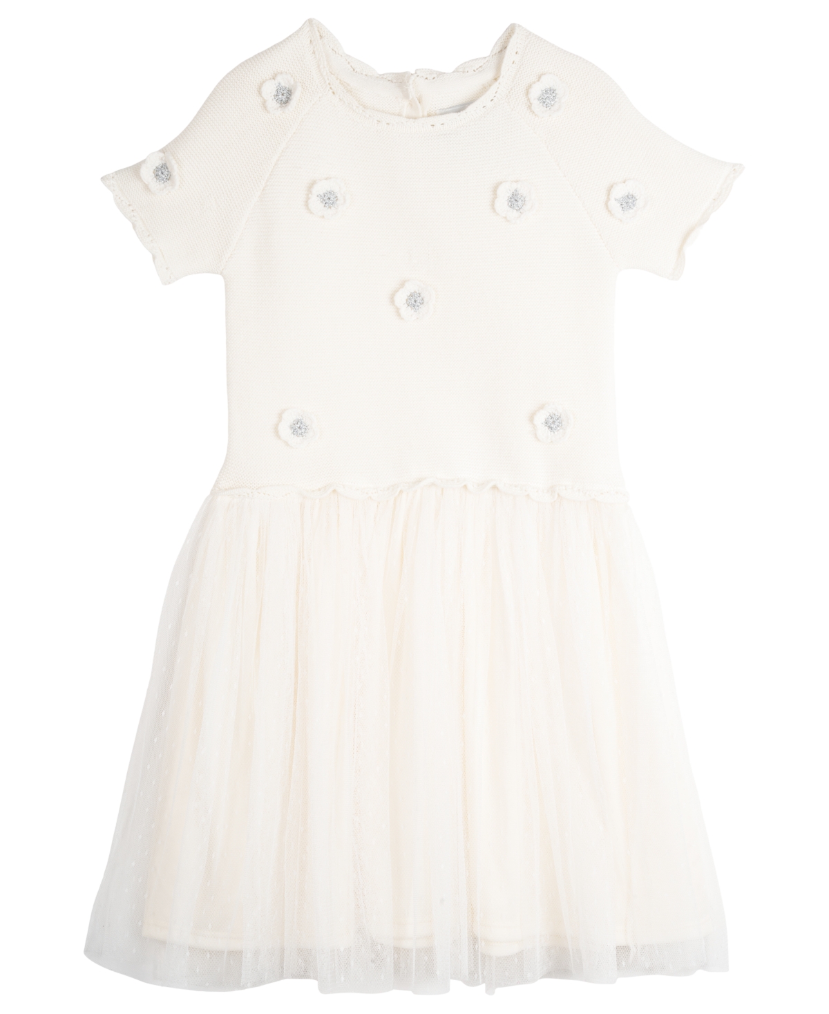 Rare Editions Kids' Toddler Girls Crochet Flower Casual Dress In Ivory