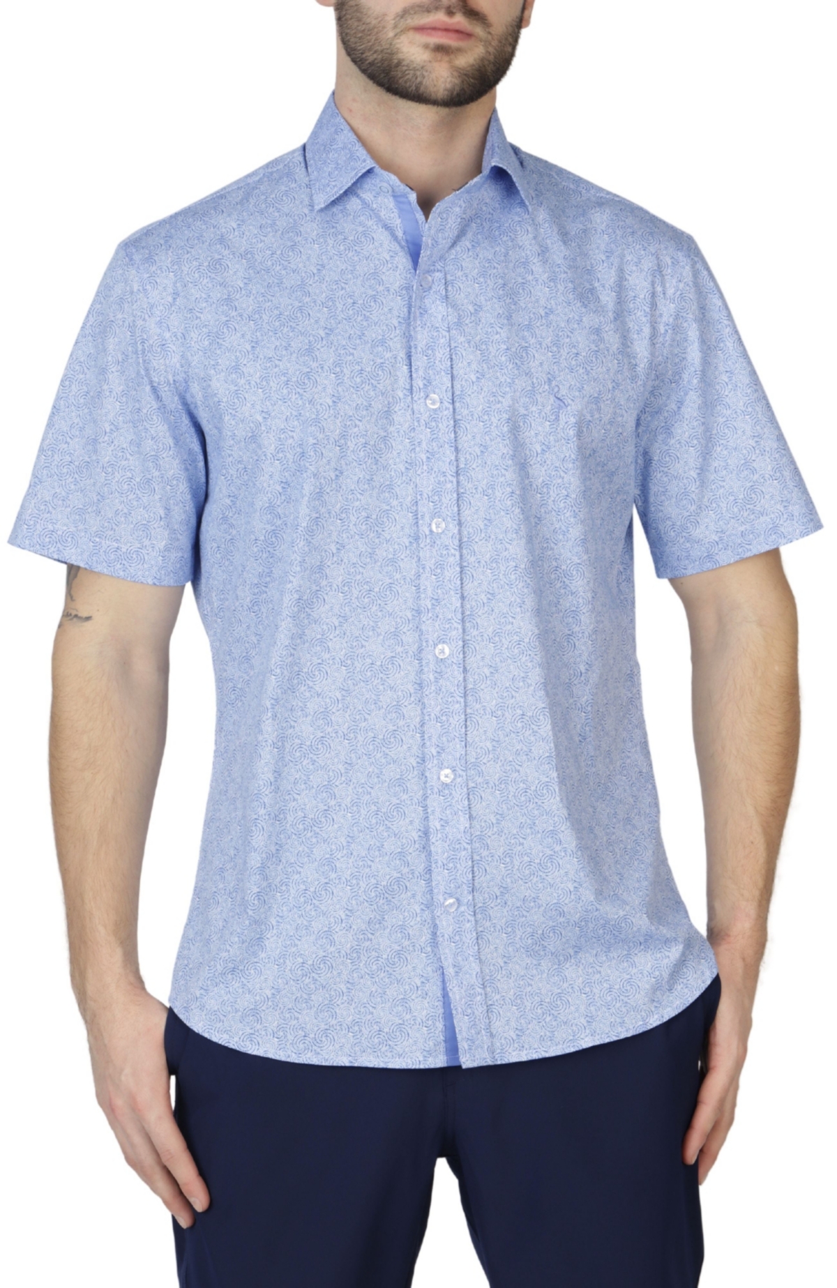Poplin Stretch Short Sleeve Shirt - Blue byrd