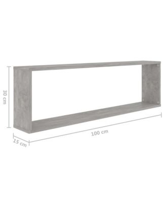 Wall Cube Shelves 2 pcs Concrete Gray 39.4"x5.9"x11.8" Engineered Wood