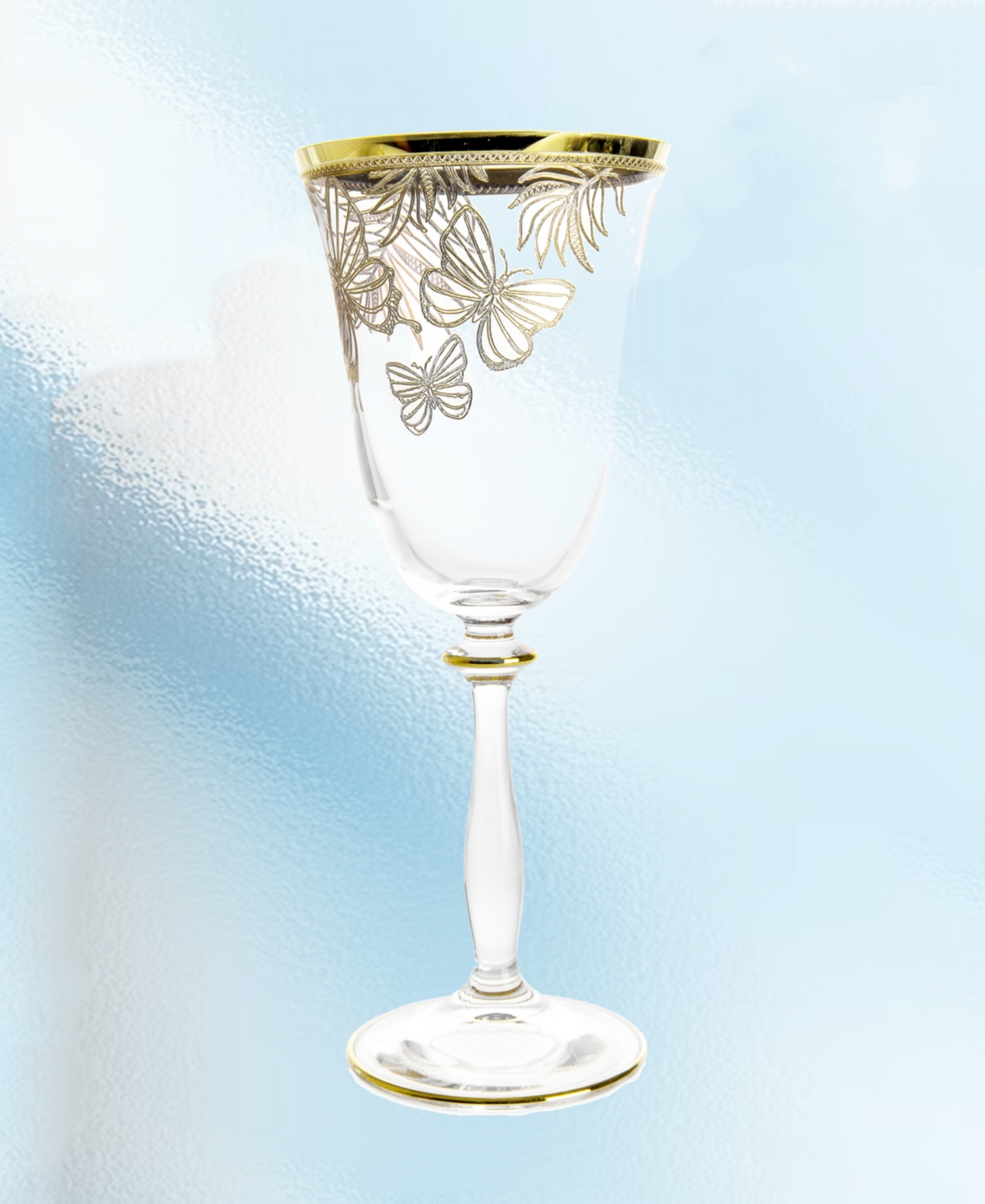 Shop Vivience Butterfly Design Wine Glasses 6.25 Oz, Set Of 4 In Gold