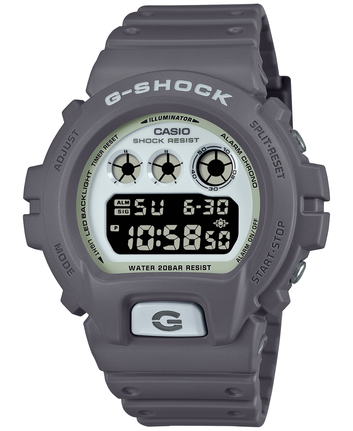 Men's Digital Gray Resin Strap Watch 50mm, DW6900HD-8 - Grey