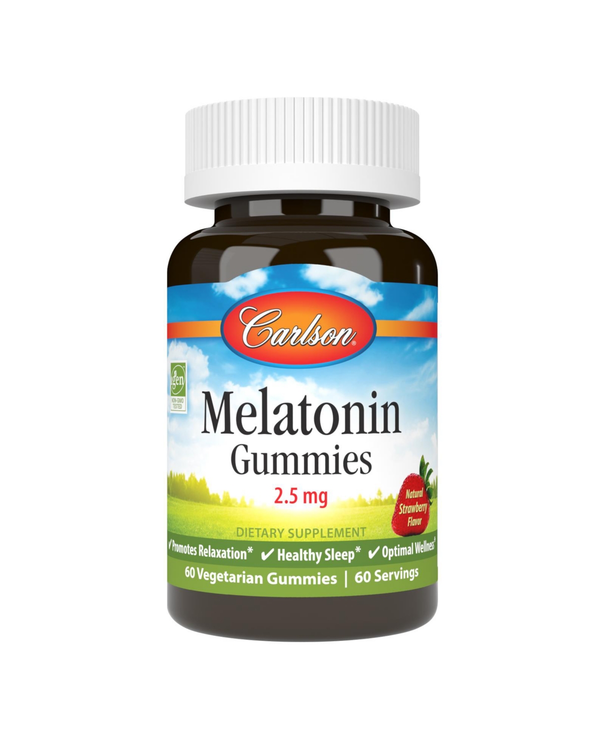Carlson - Melatonin Gummies, 2.5 mg, Healthy Sleep, Promotes Relaxation, Strawberry, 60 Vegetarian Gummies - Assorted Pre-Pack
