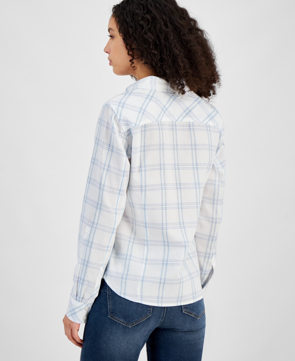 Tommy Hilfiger Women's Pebble Plaid Roll-Tab Cotton Shirt