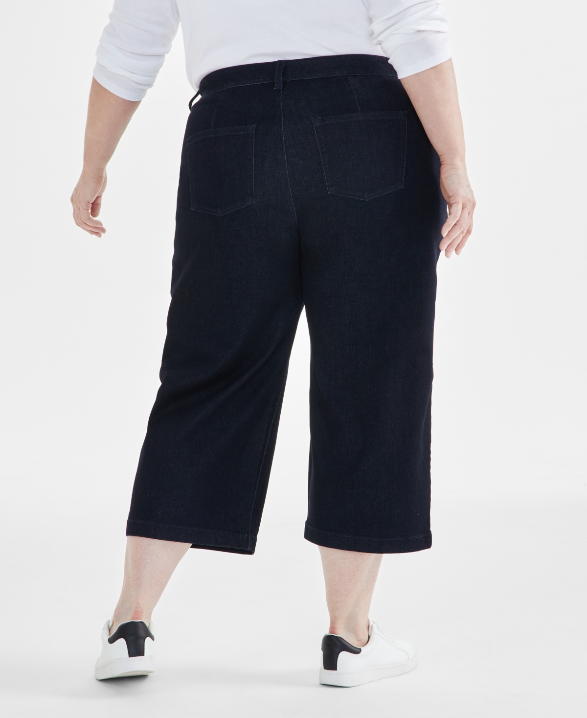 Style & Co Plus Size High Rise Wide-Leg Crop Jeans, Created for Macy's