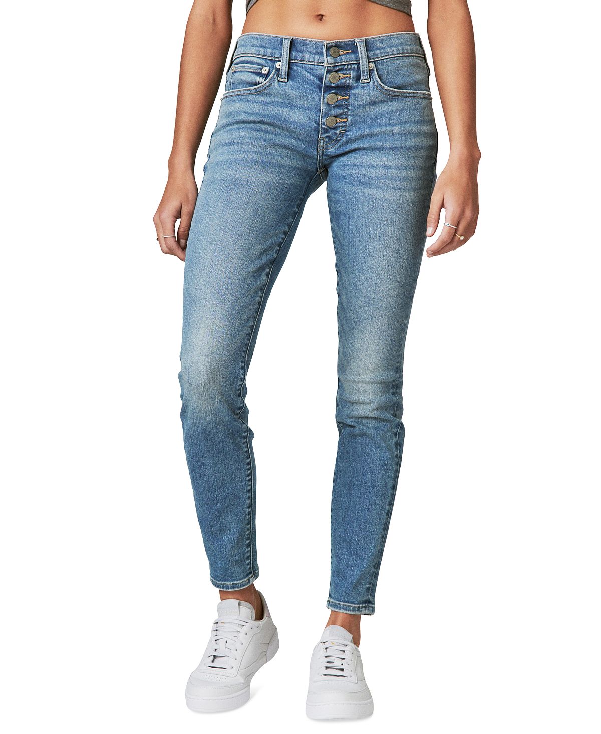 Lucky Brand Women's Ava Mid-Rise Ripped Skinny Jeans view 1 — MAYCSS fashion products