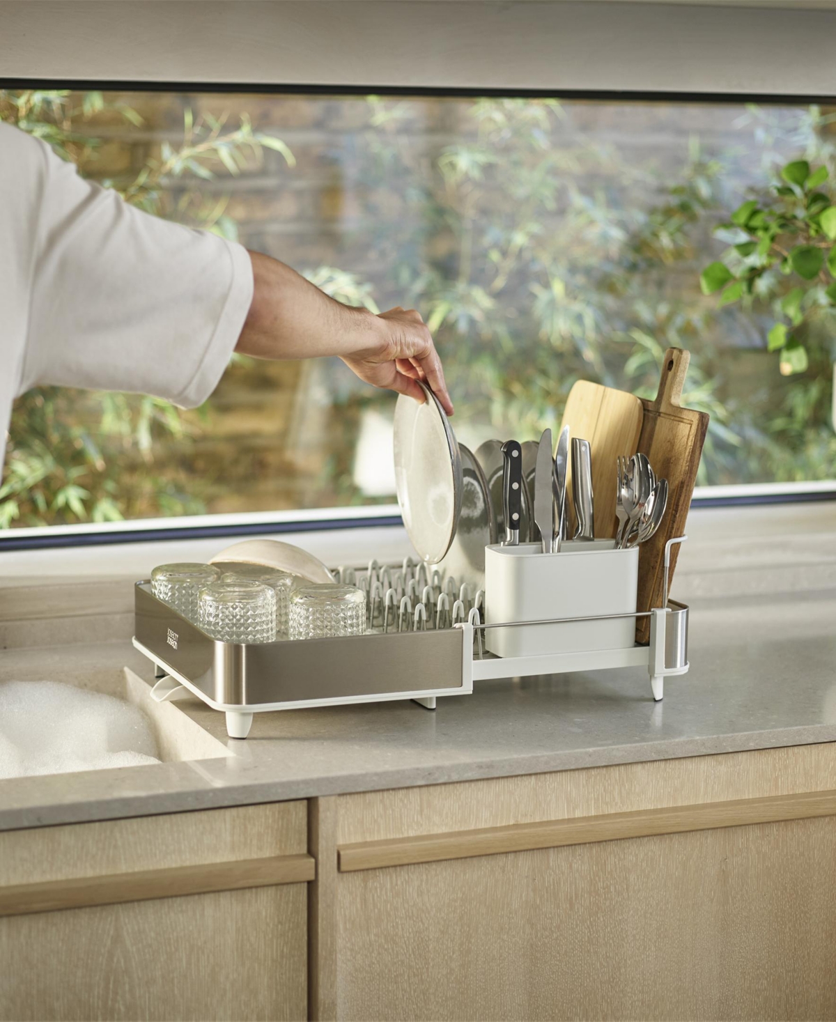 Joseph Joseph Extend Steel Expandable Dish Rack In White