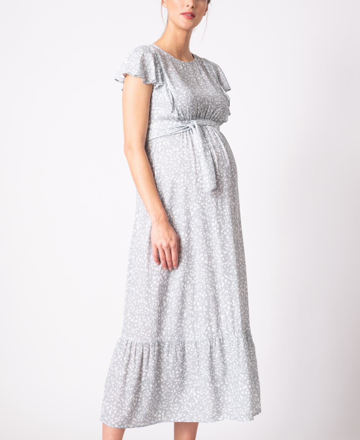 Seraphine Women's Maternity Nursing Midi Dress In Sage White