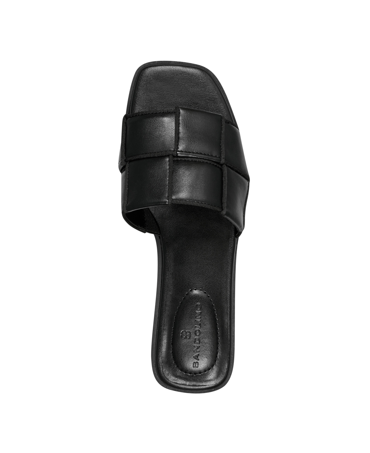 Bandolino Women's Vanelli Square Toe Casual Flat Sandals - Black - Faux Leather PU