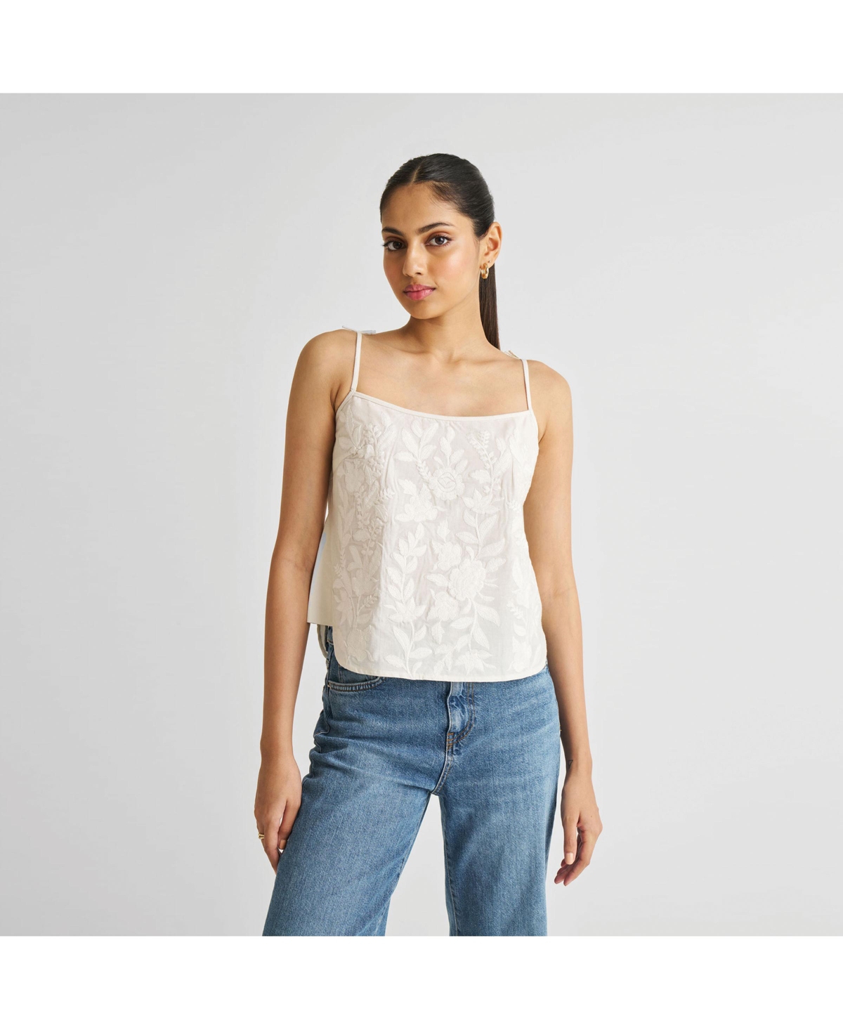 Embroidered Camisole Top - Coconut white