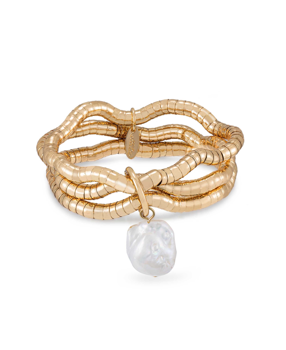 Liquid Gold-Plated and Cultured Freshwater Pearl Multi Layered 18K Gold-Plated Bracelet - Gold
