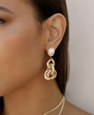 Liquid Gold-Plated Cultured Freshwater Pearl 18K Gold-Plated Drop Earrings