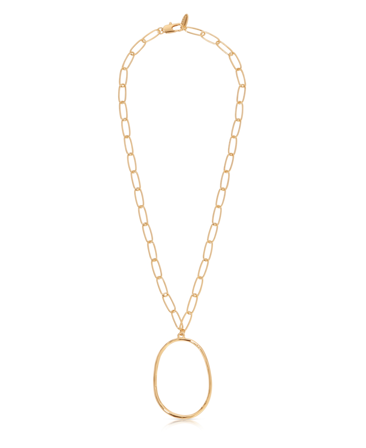 ETTIKA LARGE 18K GOLD-PLATED OVAL PENDANT CHAIN LINK NECKLACE