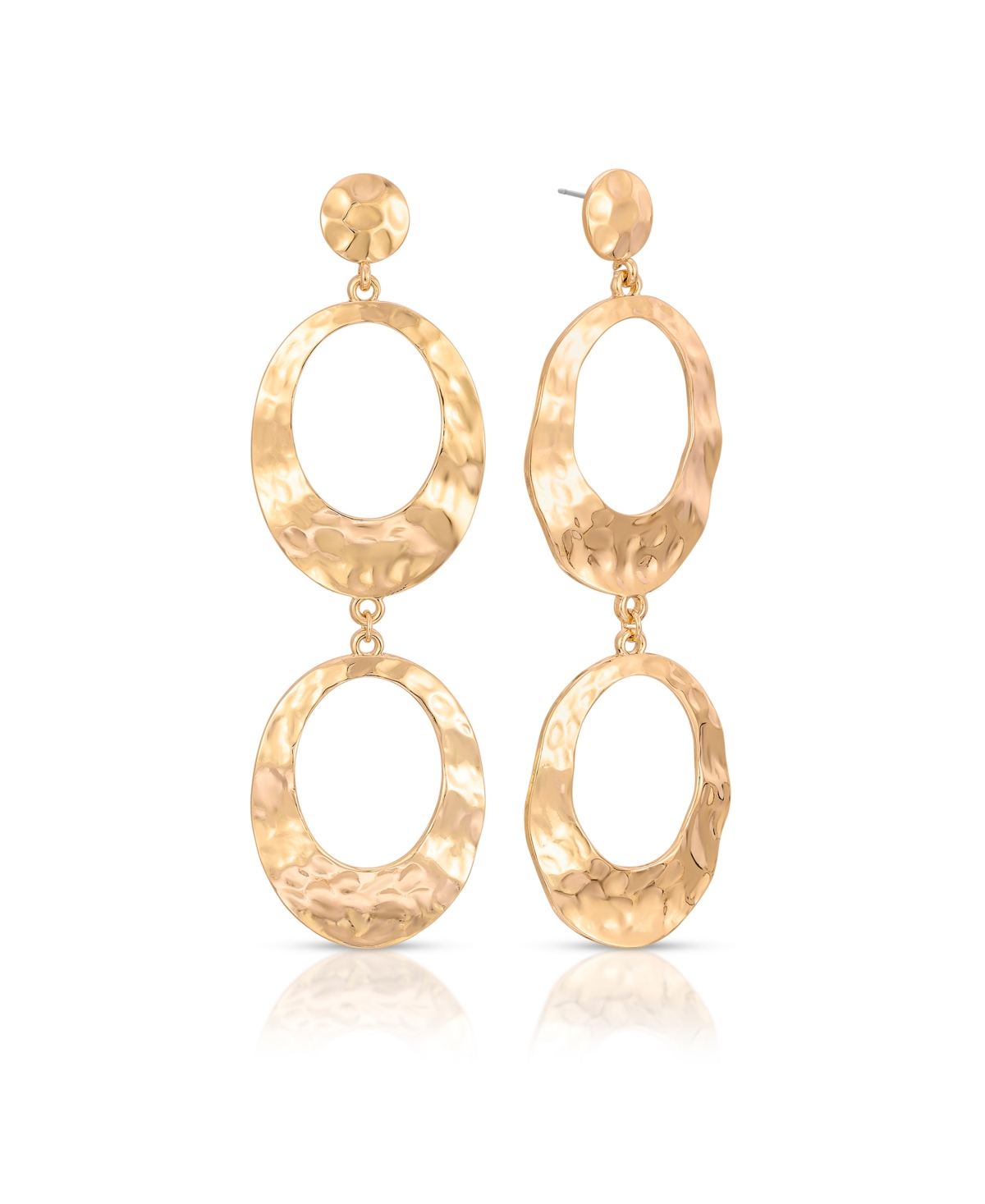 Shop Ettika 18k Gold-plated Hammered Double Oval Link Drop Earrings