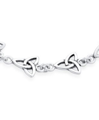 Religious Inspirational Christian Faith Irish Love Knot Celtic Triquetra Trinity Bracelet Sterling Silver Oxidized