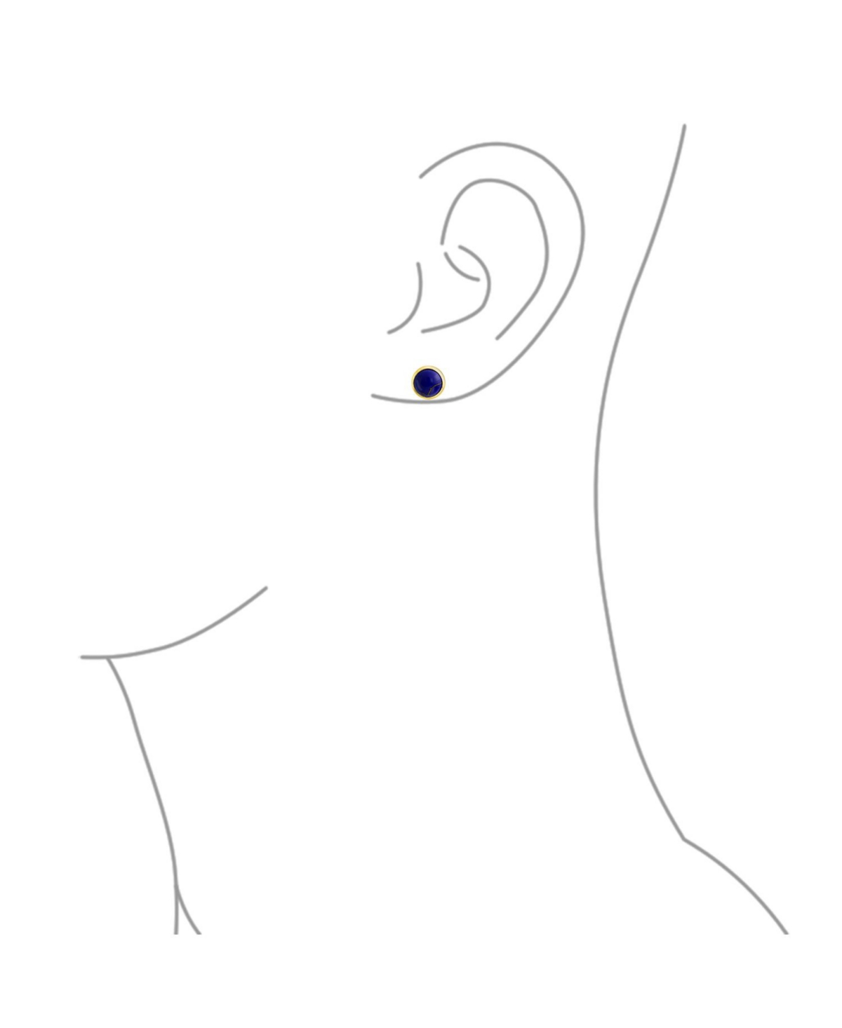 Bling Jewelry Simple Blue Synthetic Blue Natural Lapis Lazuli Bezel Set Round Dome Button Stud Earrings For Women Gold Plated Sterling Silver - Gold b