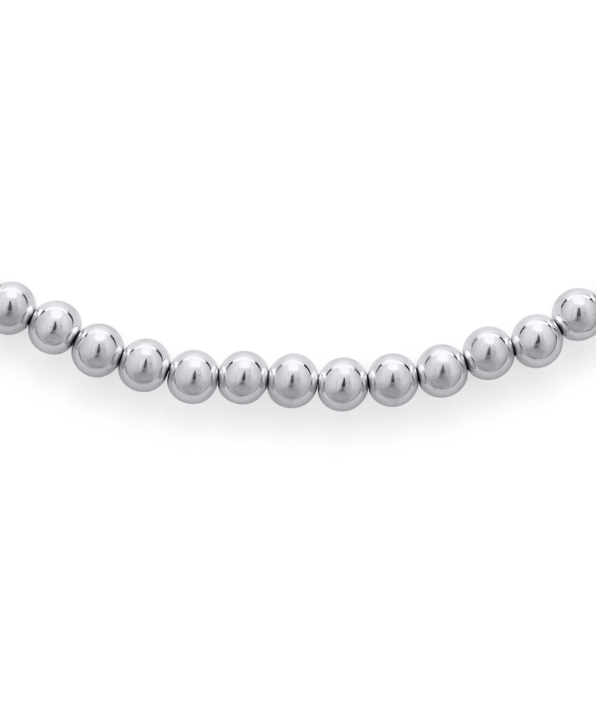 Bling Jewelry Classic Simple Plain Hand Strung 8MM Round SterlingBall Bead Strand Necklace For Women Shinny Inch - Silver
