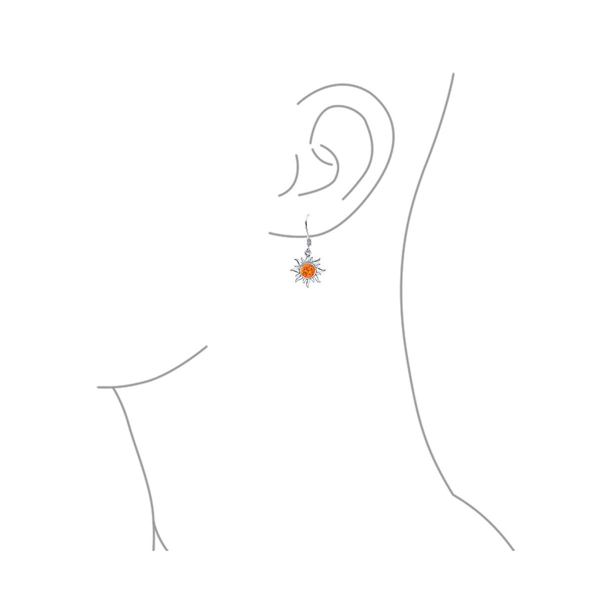 Bling Jewelry IrradianceFire Created Opal Summer Fun Sunburst Dangle Drop Earrings For Women Sterling Silver Fish Wire - Orange
