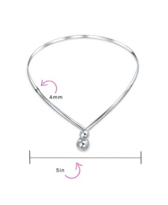 Geometric V Shape Interlocking Balls Collar Statement Necklace Silver Sterling