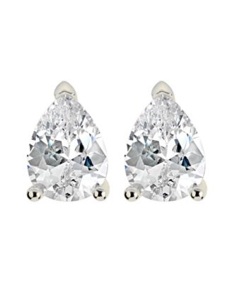 Suzy Levian Sterling Silver Cubic Zirconia Pear-Cut Classic Stud Earrings