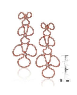 Suzy Levian Sterling Silver Cubic Zirconia Whimsical Large Open Flower Drop Dangle Earrings