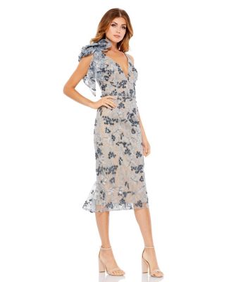 Mac Duggal Women's Floral Embellished V-neck Midi Dress with