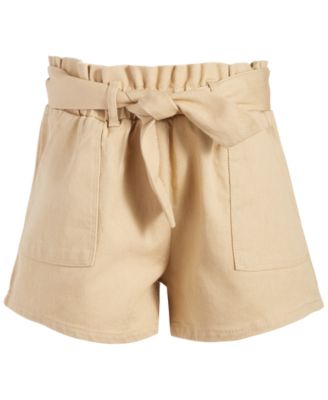 Grayson Threads Black - Big Girls Tie-Belt Cotton Twill Shorts