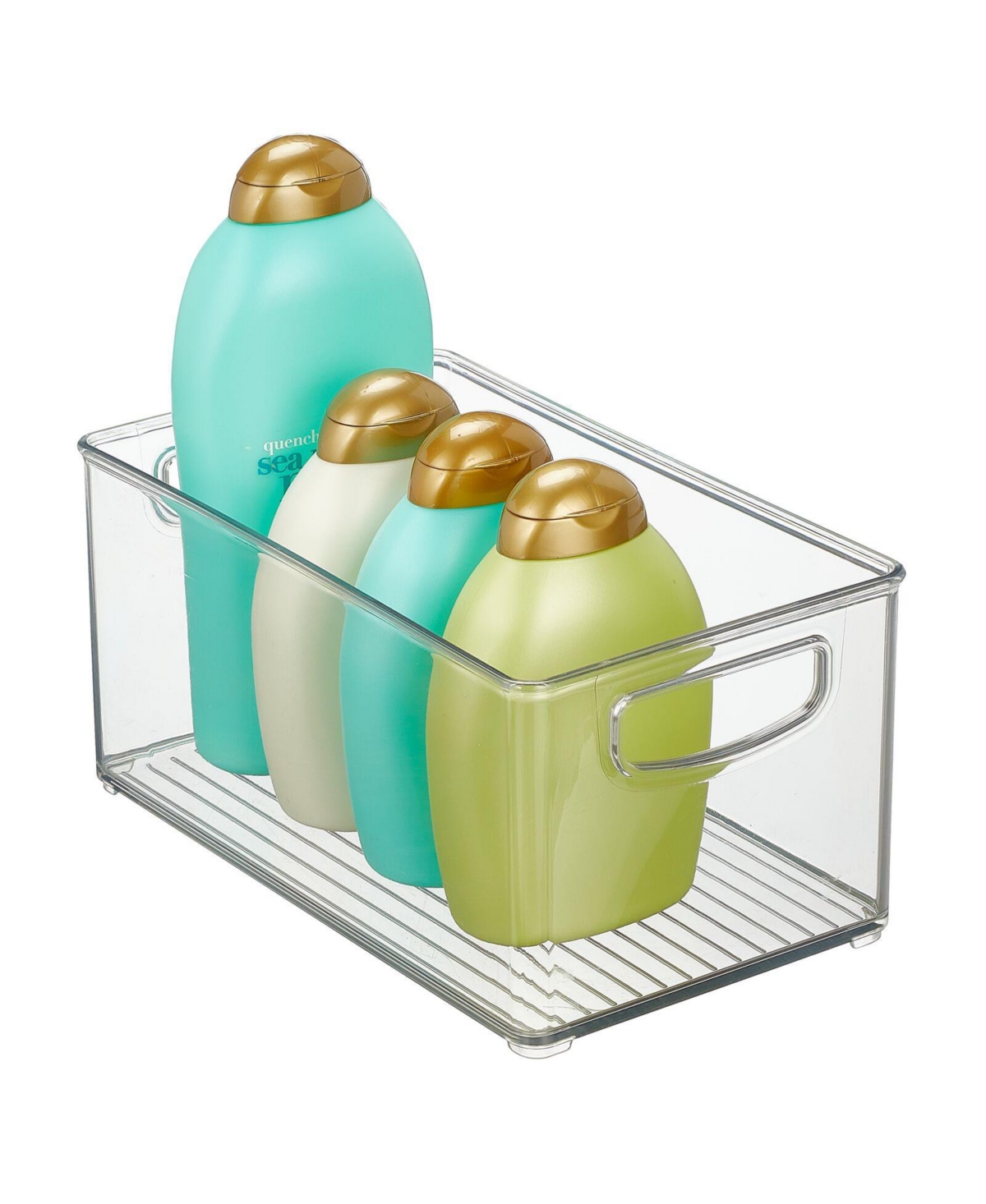Plastic Bathroom Storage Container Bin with Handles - Clear