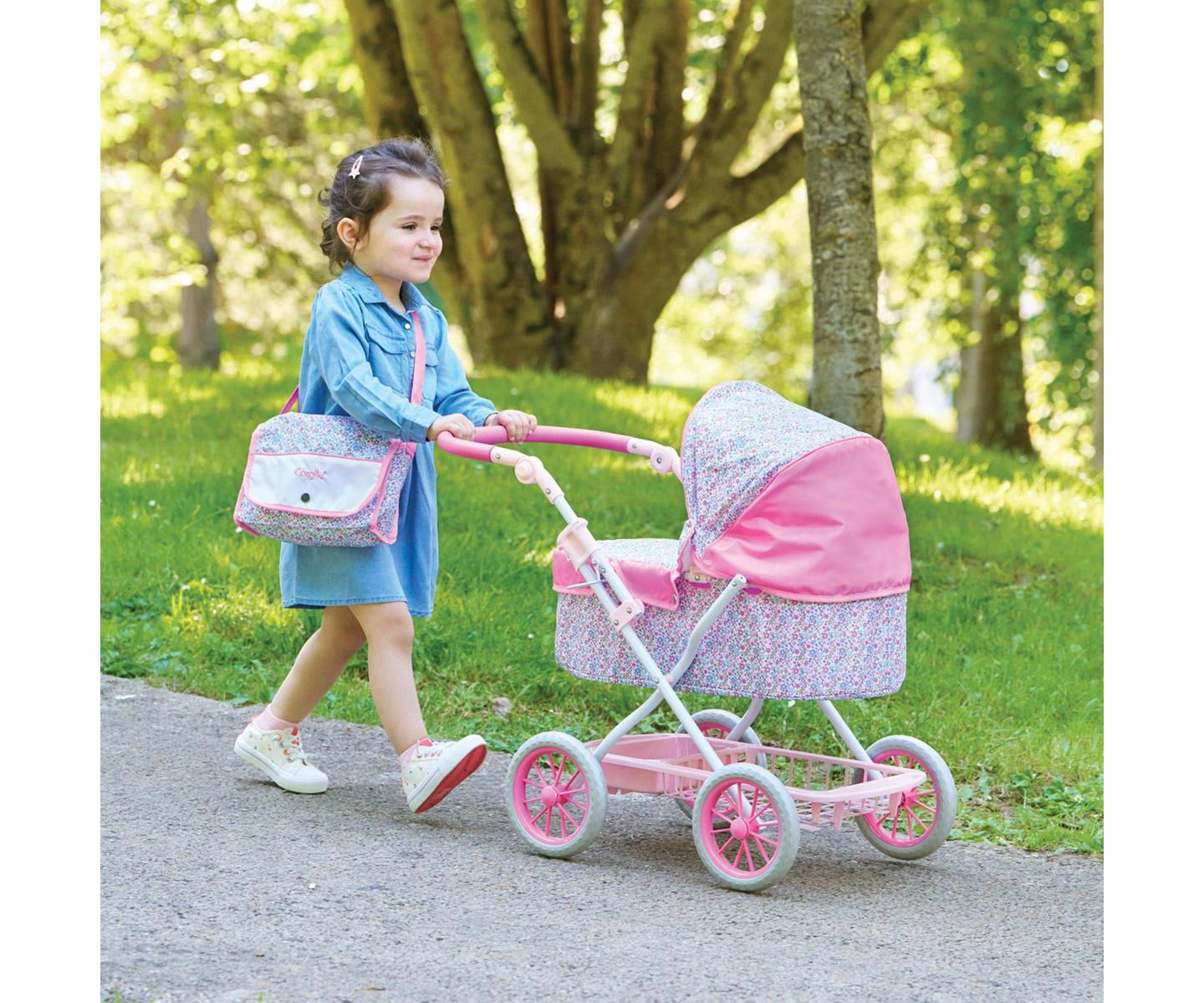 Детская кукла Corolle Mon Grand Poupon Adjustable-Handle Foldable Baby Doll Carriage (Fits Dolls 14"-20"), Ages 3+ — фото 2