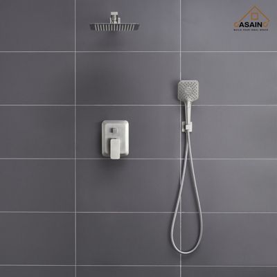 10 Inch Wall Mounted Square Shower System Set with Handheld Spray