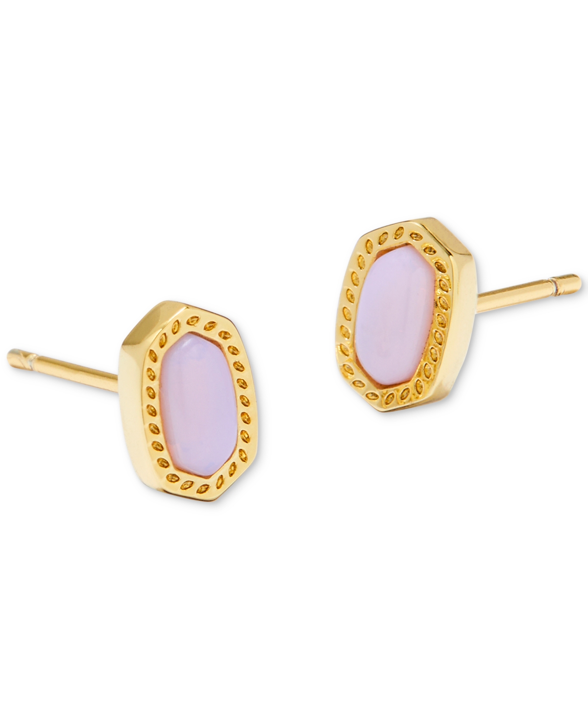 Kendra Scott 14k Gold-plated Oval Stone Stud Earrings In Pink Opalite Crystal