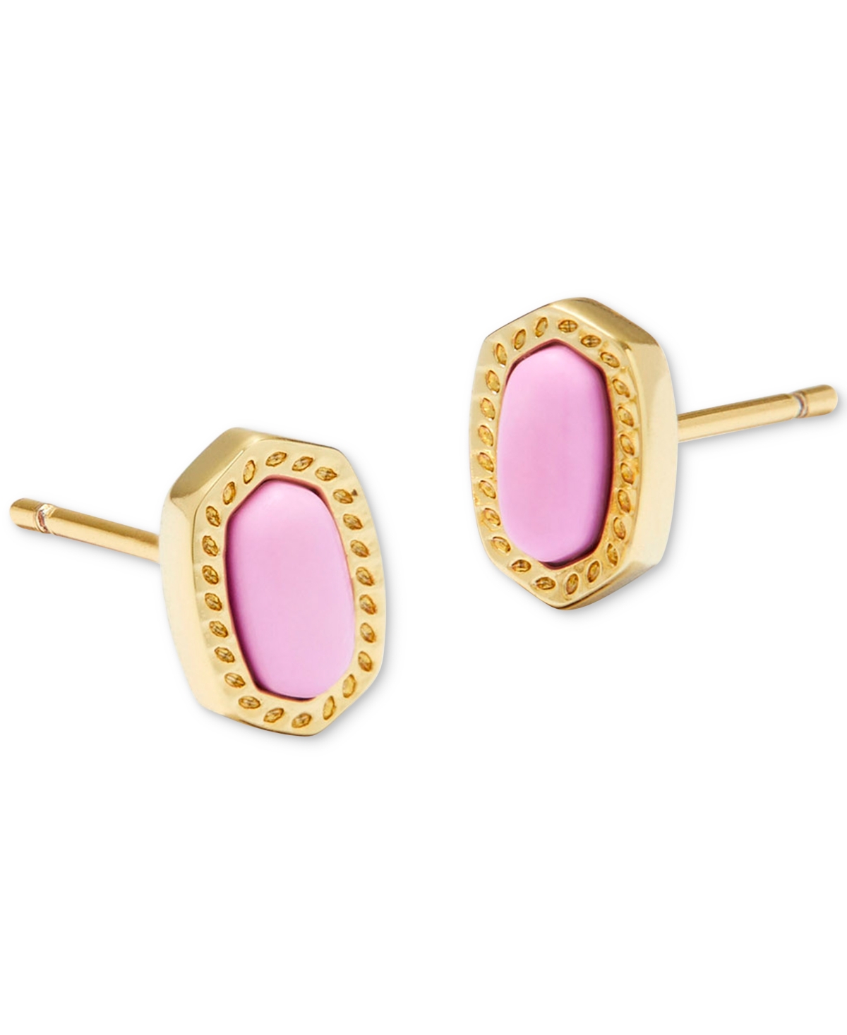 14k Gold-Plated Oval Stone Stud Earrings - Pink Opalite Crystal